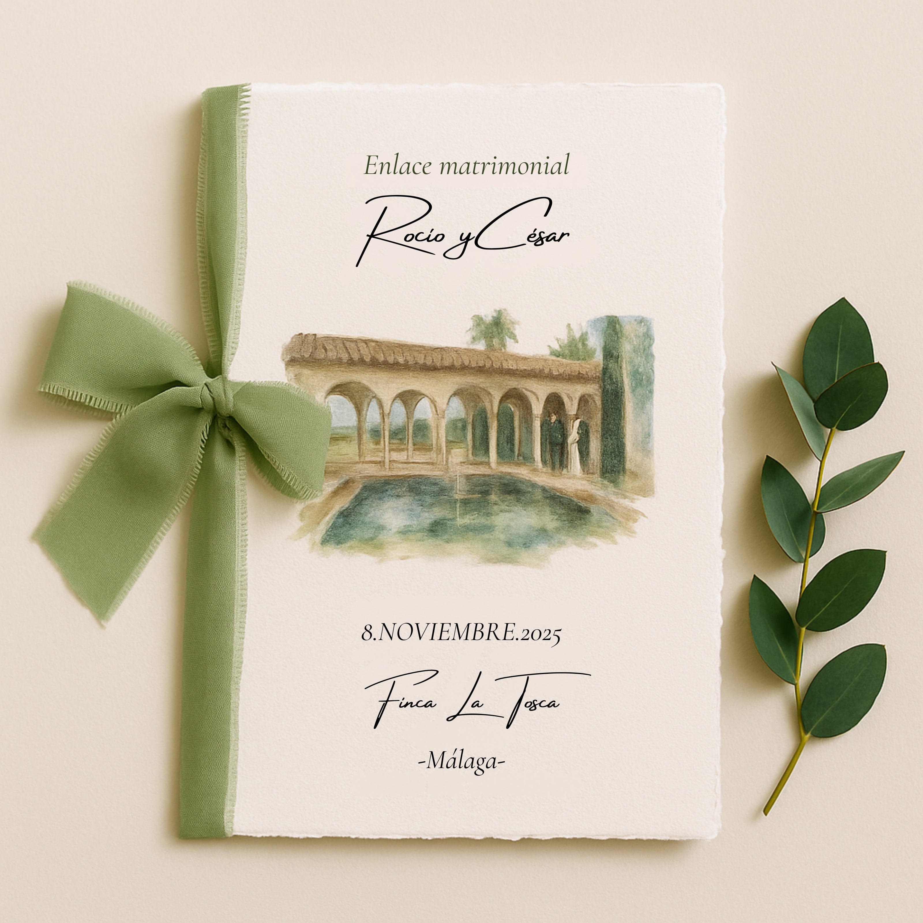 Libro de firmas testigos de boda en papel de algodón - Un recuerdo para siempre