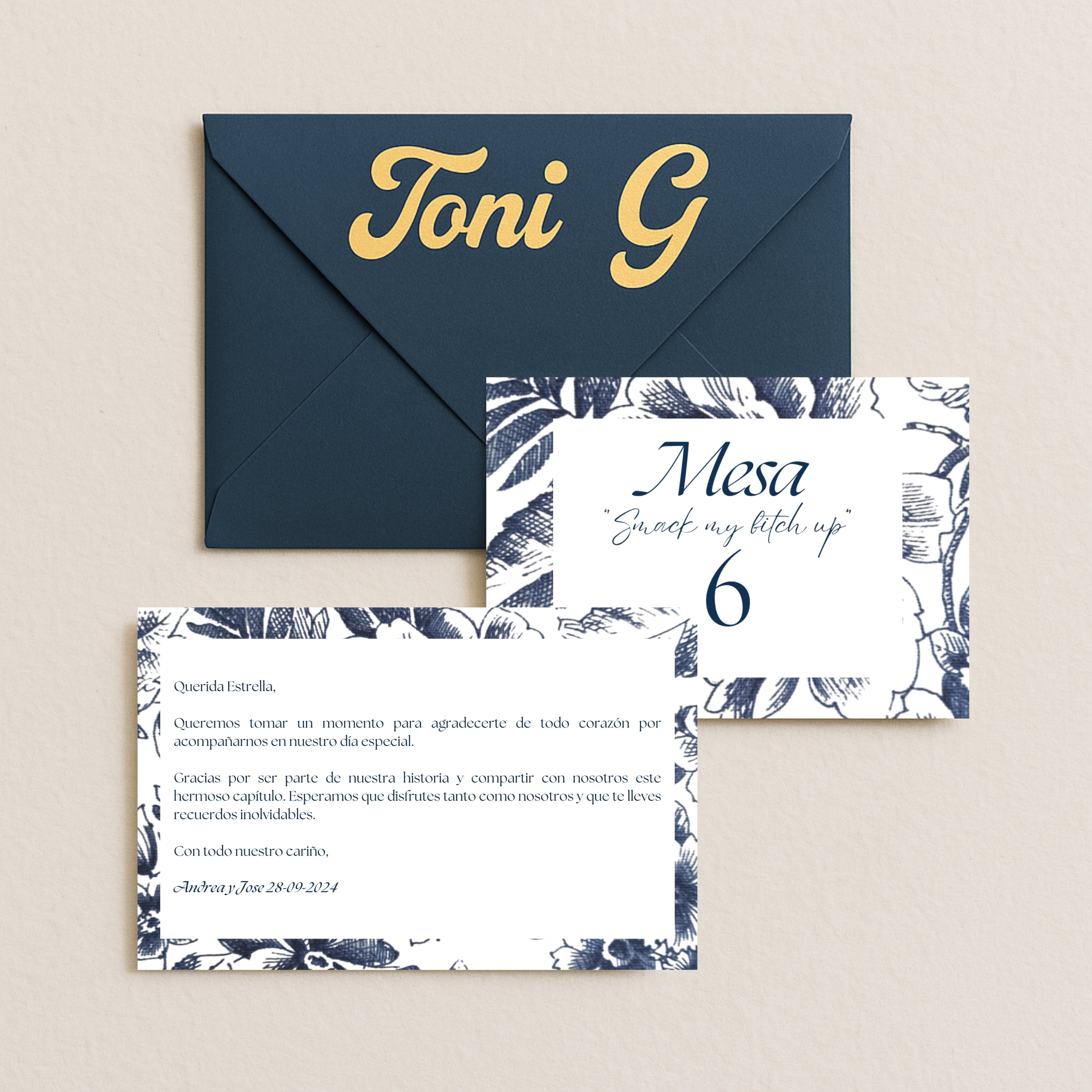 Dedicatoria en Sobres Personalizadas