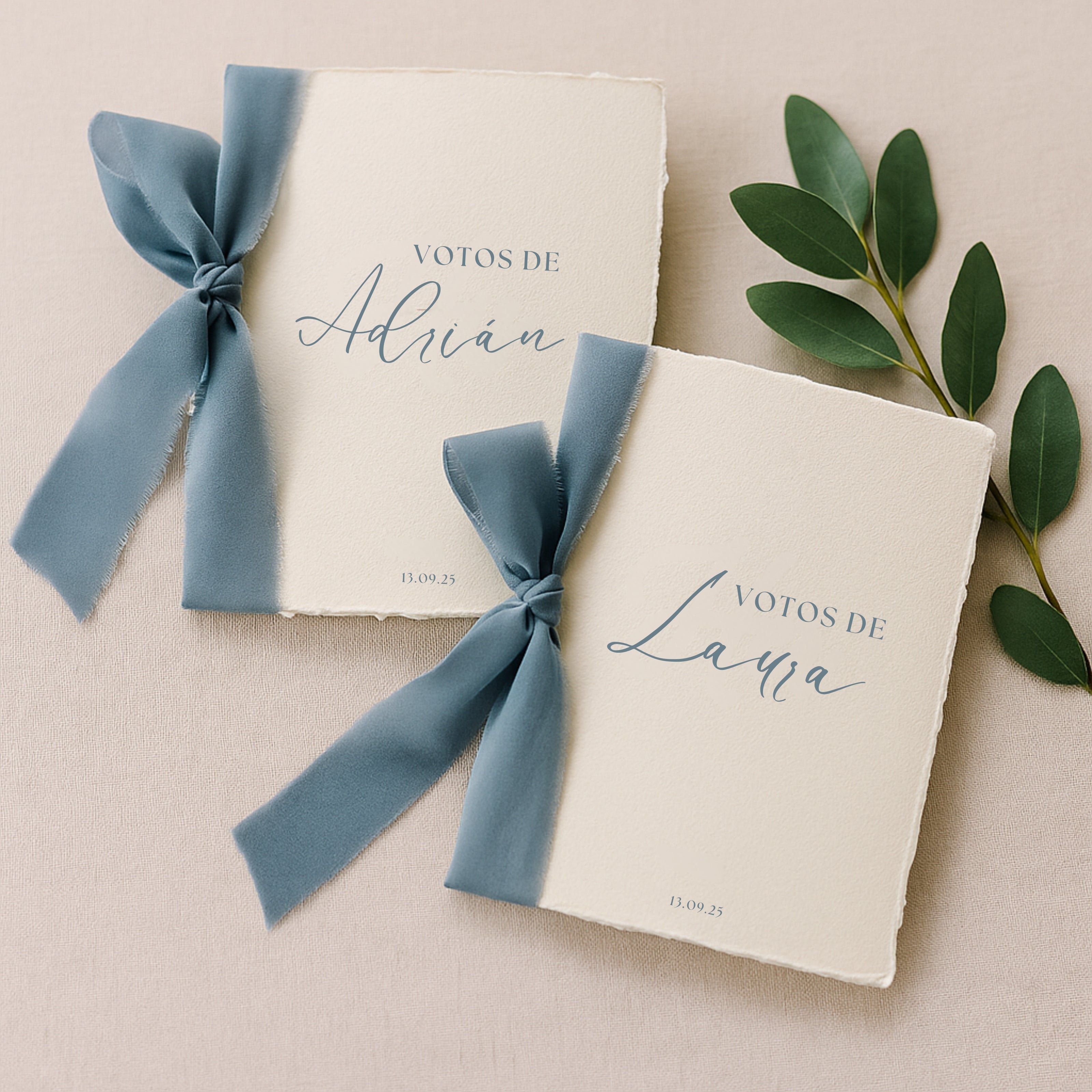 Set de 2 libros de Votos en Papel de Algodón Boda