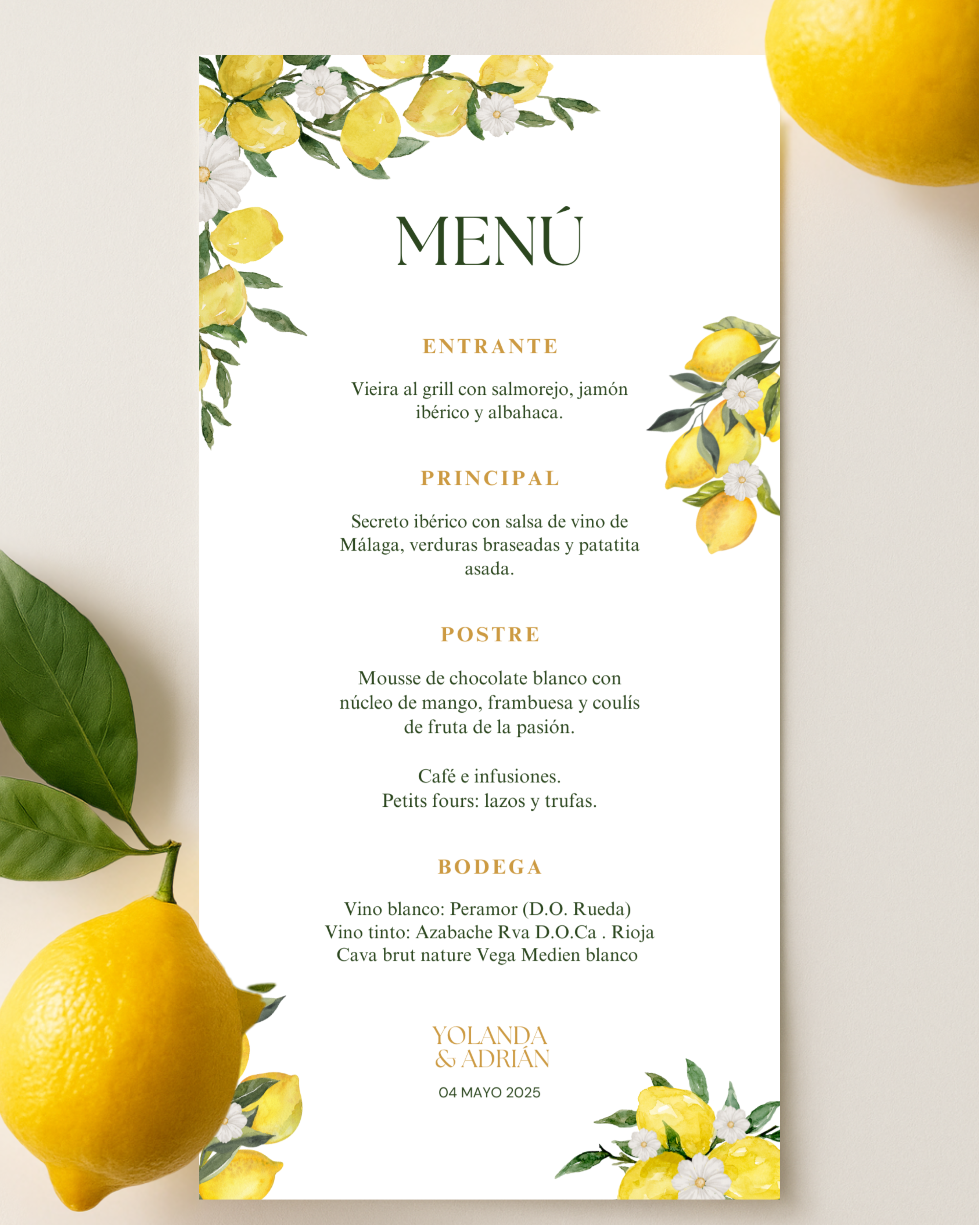 Menú de Boda Personalizado - Minutas Banquete Boda