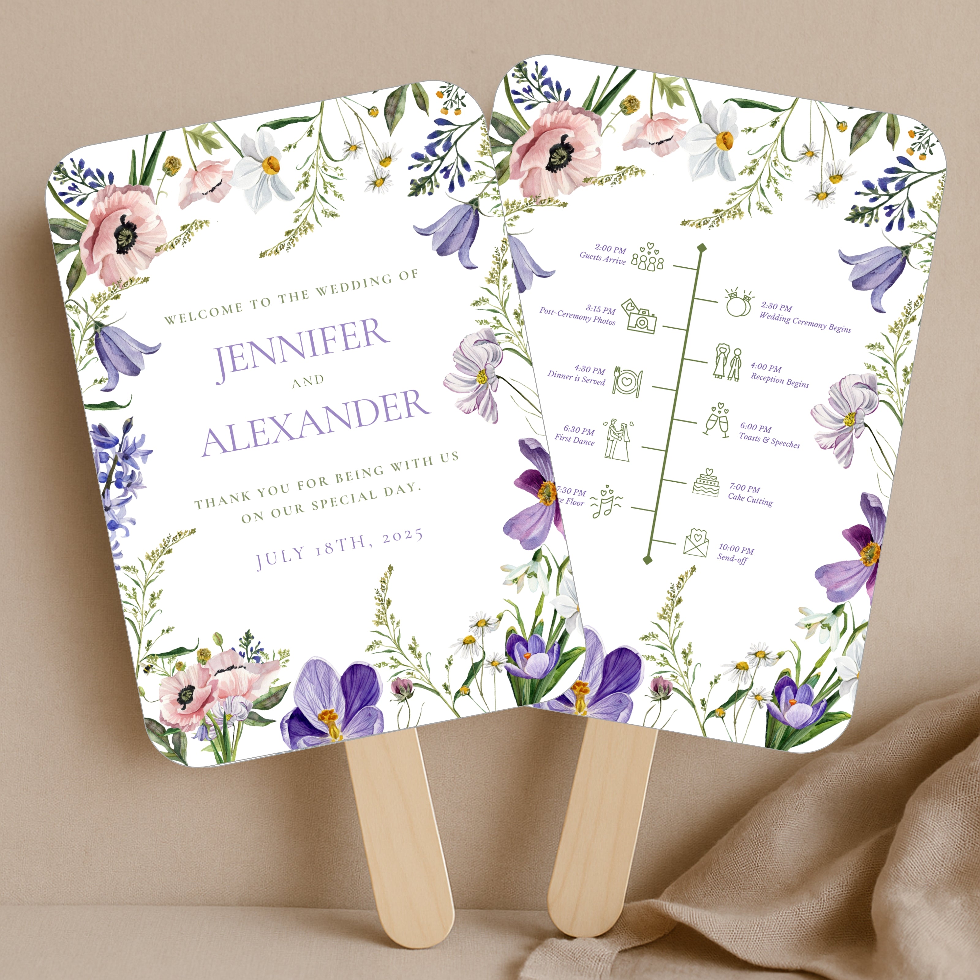 Abanico Programa de Boda Personalizado