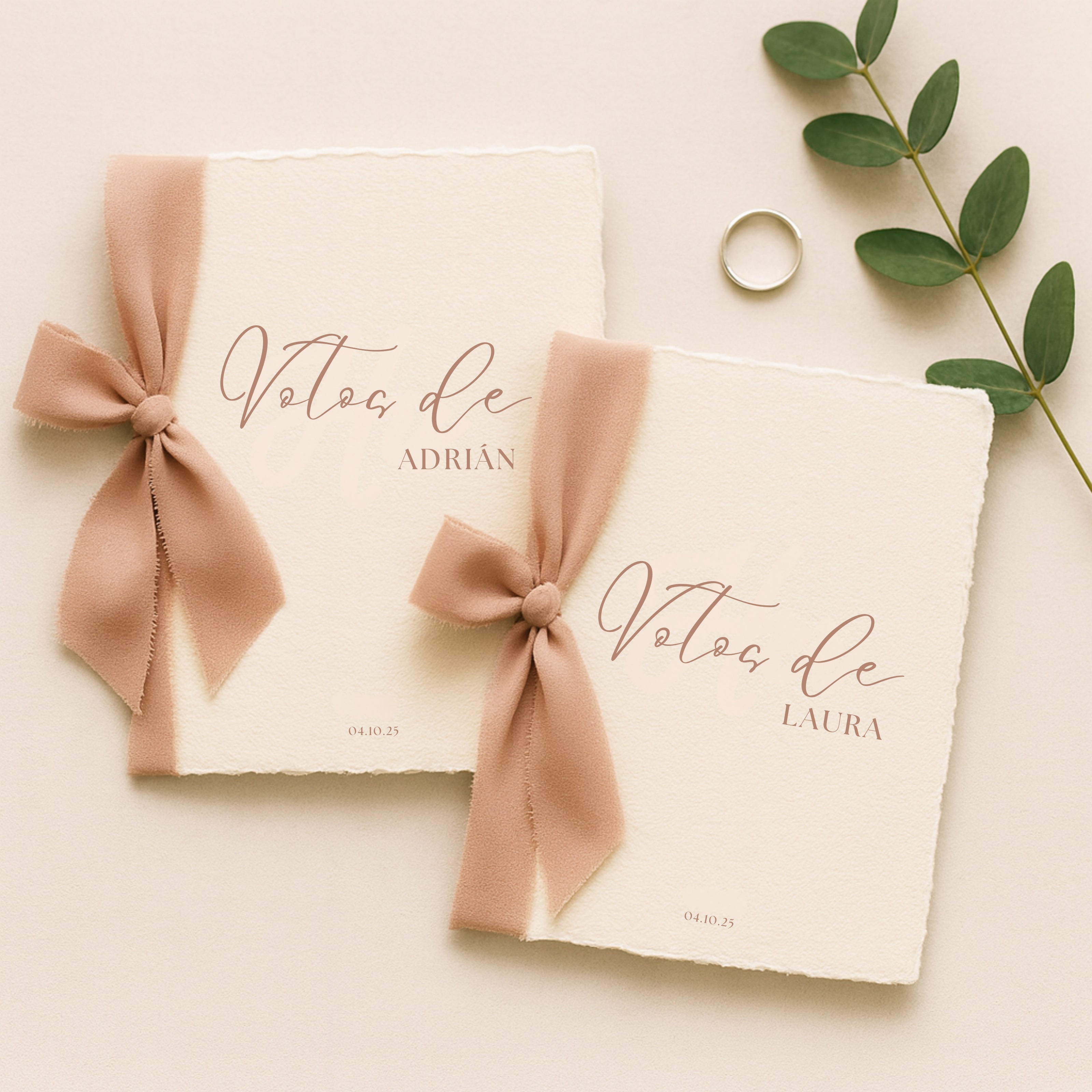 Set de 2 libros de Votos en Papel de Algodón Boda