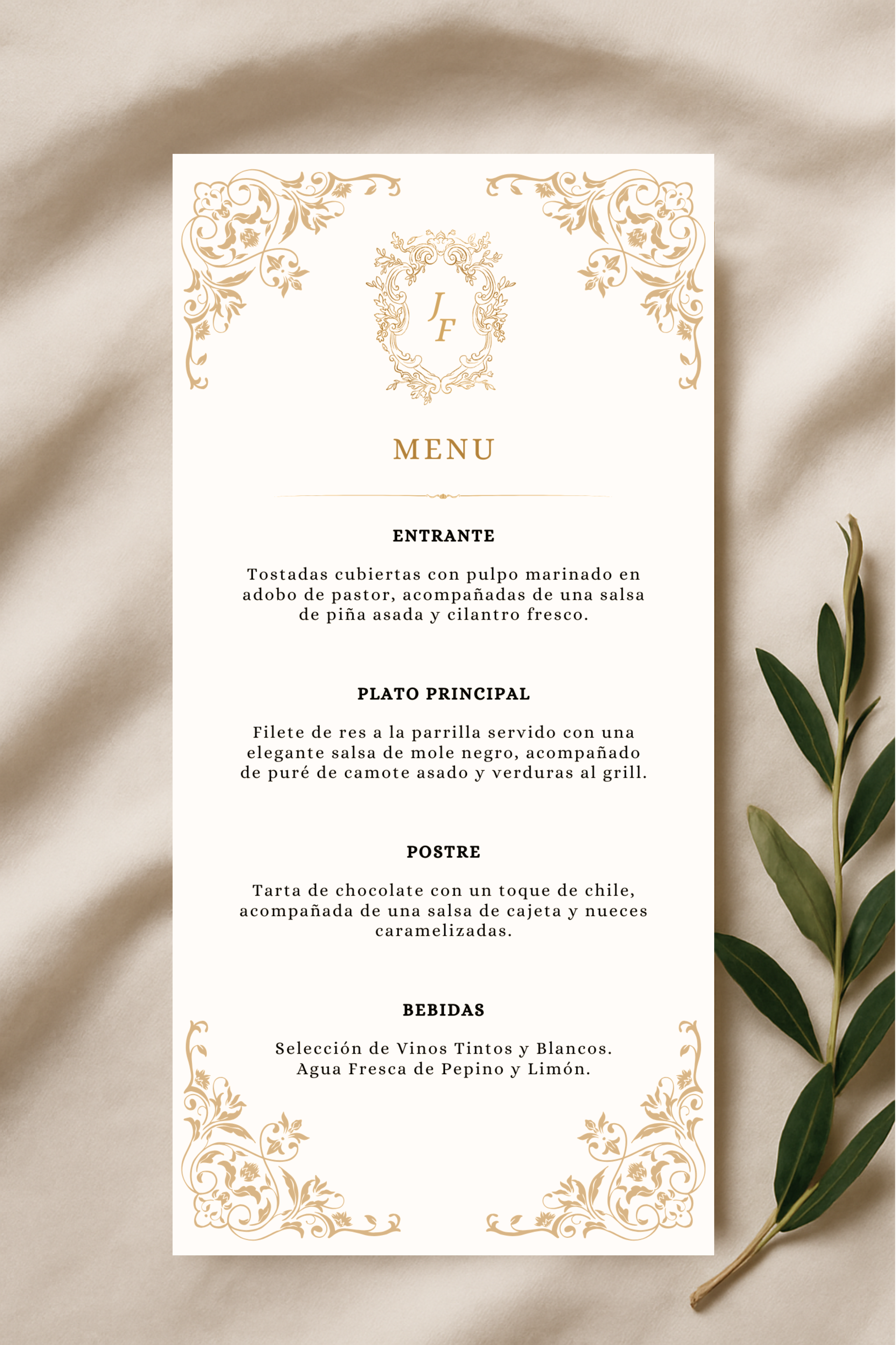 Menú de Boda Personalizado - Minutas Banquete Boda
