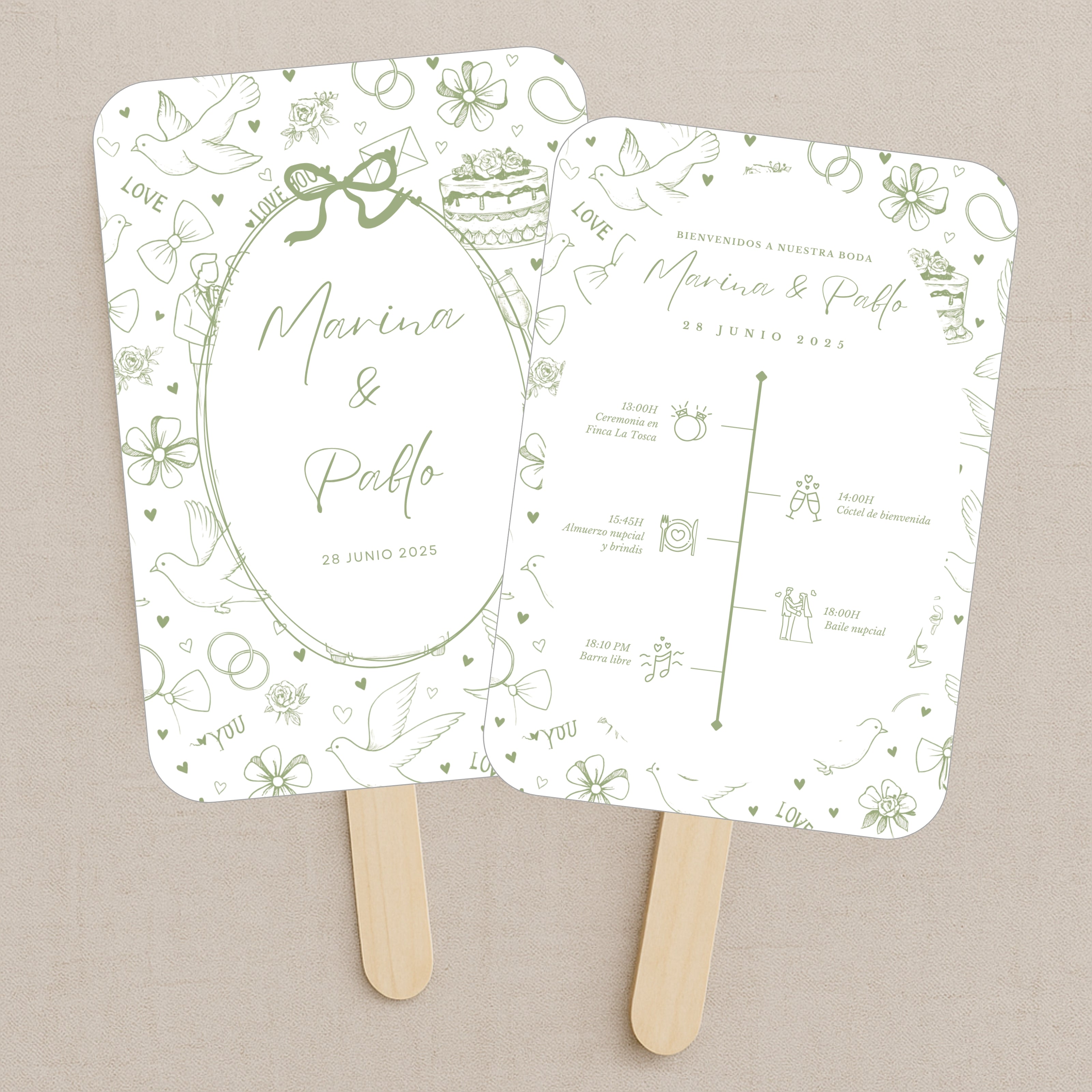 Abanico Programa de Boda Personalizado